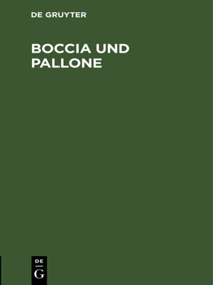 cover image of Boccia und Pallone